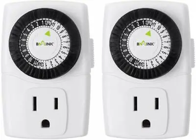 BN-LINK 2Pack Indoor 24Hour Mechanical Outlet Timer In Wall Timer Switch 3 Prong • $12.99