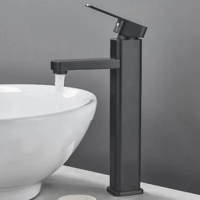 £17.49 • Buy Modern Bathroom Basin Mixer Taps Black Tall Counter Top Taps Cloakroom Tap Brass