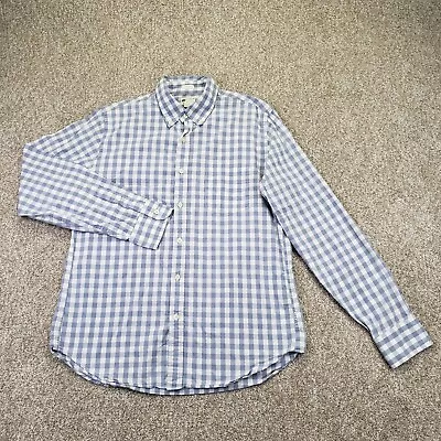 J Crew Tailored Fit Size Medium Mens Button Down Shirt Long Sleeve Blue White • $24.99