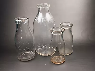 Lot Of Four Vintage Glass Milk Bottles Biltmore Quart Pint Half Pints Rustic Far • $19.99