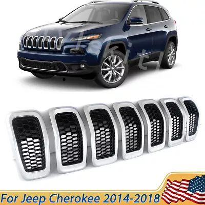 7x Chrome Front Bumper Grille Insert Honeycomb Mesh For Jeep Cherokee 14-18 Set • $39.39