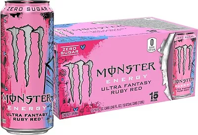 Monster Energy Ultra Fantasy Ruby Red Sugar Free Energy Drink 16 Ounce • $38.99