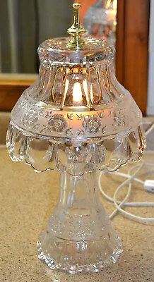 Retro Heavy Lead Crystal Glass 15  Table Lamp Night Light Accent Light • $29.95