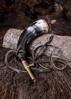 Gun Powder Horn With Brass Valve And Leather Strap. Pirate Reenactment Costume • £19.99