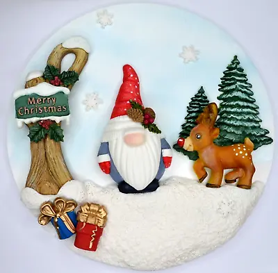 MERRY CHRISTMAS GNOME Scene Edible Fondant Sugar Christmas Cake Decorations • £25.99