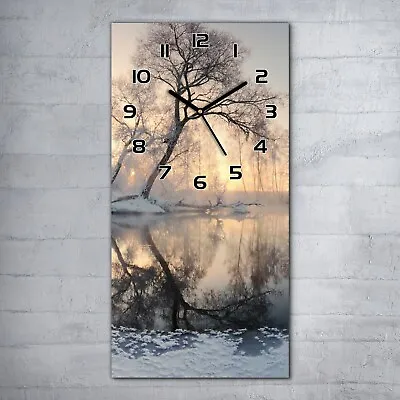 £59.95 • Buy Glass Wall Clock 30x60 Large Winter Sun Illuminate Frosty Trees In The Morning