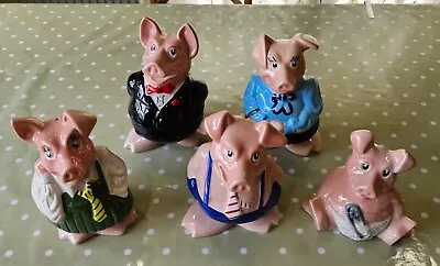 Full Set Of 5 NatWest Pigs Family - Money Boxes With Original Stoppers • £75