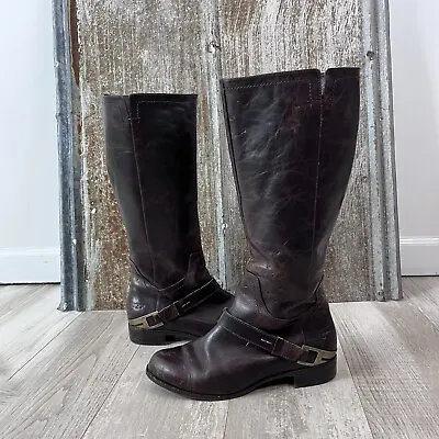 UGG Channing II Size 7 Brown Leather Knee High  Harness Riding Boot Distressed • $28