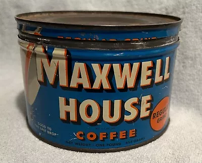 Vintage 1 Lb Maxwell House Coffee Can Tin No Lid REGULAR GRIND • $9.99