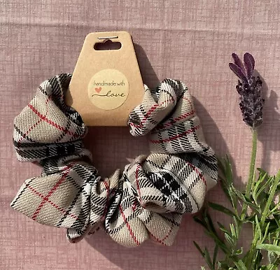 Large Tartan Scrunchie Handmade • £5