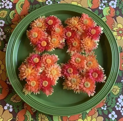 Vintage 70's Orange Flower Power Plastic Candle Wreath Rings • $40