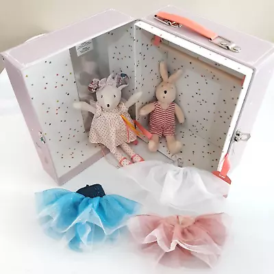 Moulin Roty Suitcase Valise & Ballerina Mouse Doll 3 Tutu Dresses Trunk Wardrobe • $49.95