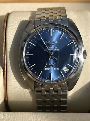 Longines Ultrachron Chronometer Steel Case Blue Dial W/strap And 2 Bracelets • £3500