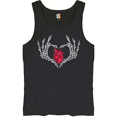 Skeleton Hand Heart Tank Top Love Sign Happy Halloween Cute Men's Top • $26.95