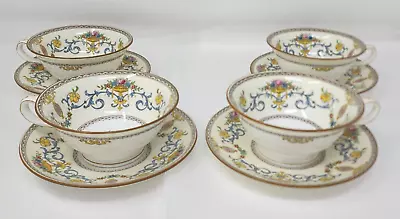 Minton England Talbot B1124 Blue Scrolls Cups & Sauers - Set Of 4 • $59.99