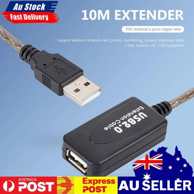 $15.79 • Buy 10m Active USB 2.0 Extension Repeater Cable A Male To A Female Extender Cord