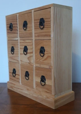 £9.99 • Buy Small Pine Collectors Cabinet Chest Of Drawers  Cabinet Tabletop Chest Spice Box