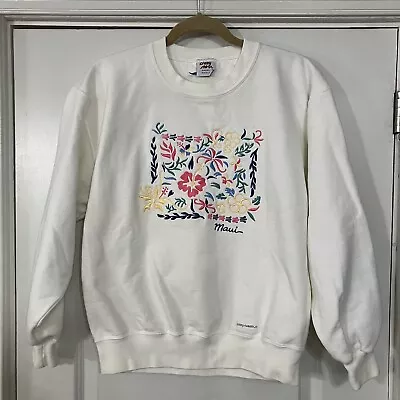 VTG 90s Crazy Shirts Hawaii Maui Sweatshirt Size Small Embroidered Floral USA • $39.99