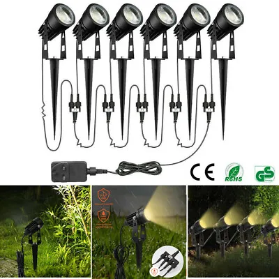 6 Packs Mains Powered Garden Spike Light Landscape Yard Adjustable Spotlights UK • £9.99