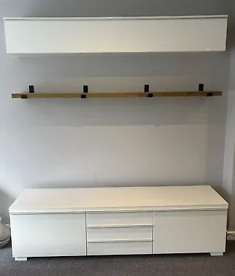 Ikea Besta Burs TV Unit With Glass Top And Matching Wall Unit. • £120