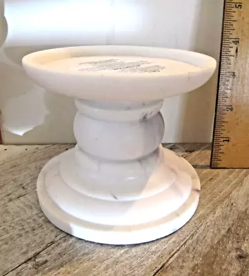 Bath & Body Works MARBLE PEDESTAL 3-Wick Pillar Candle Holder Stand White Gray • $24.99