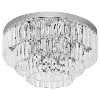 HOMCOM Crystal Chandelier Flush Mount Ceilings Lighting Fixture For Living Room • £62.99