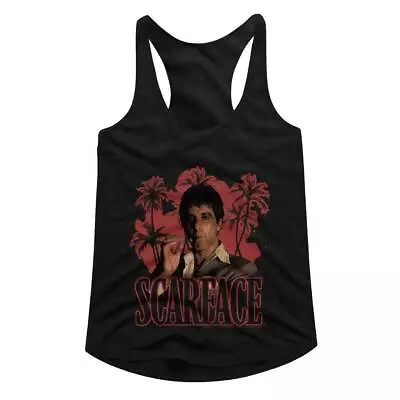 Scarface Red Palms Black Junior Women's Racerback Tank Top • $24.45