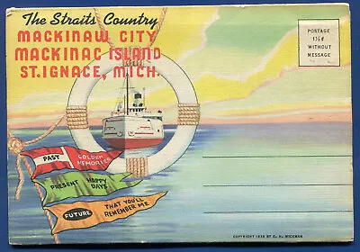 Mackinaw City Mackinac Island St Ignace Postcard Folder PF408 • $3.99