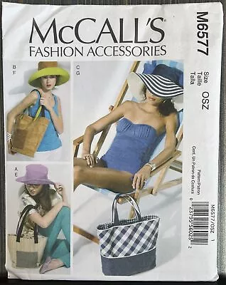 McCall’s Fashion Accessories Sewing Pattern M6577 Hats And Totes NEW UNCUT • $4.99