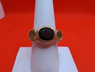 Vintage Sterling Silver 925 Smoky Quartz & Citrine Ring Size 9 • $39.99