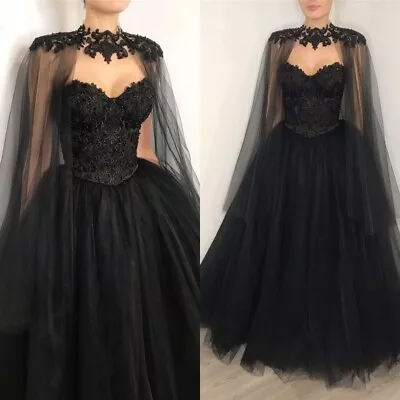 Gothic Evening Dresses Lace Applique Women's Masquerade Party Prom Gowns • $148.12