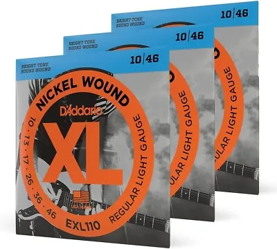 3 PACK D'Addario XL Nickel Electric Guitar Strings EXL110 For 6 String Guitars • $19.99
