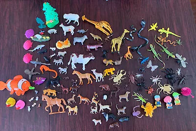 $22.99 • Buy Super Lot Of 100 Plastic Safari Animals Horses Farm Birds Fish Various Sizes