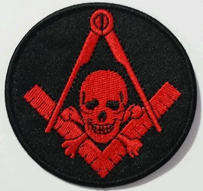 Freemason Masonic Black And Red With Skull Iron On Patch  • $8.99