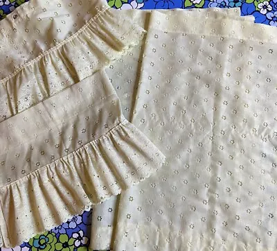 Vintage Cafe Kitchen Curtains Retro Granny Shabby Floral Pale Yellow Lace • $20