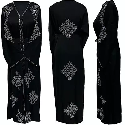Women's Open Front Abaya Jalabiya Long Dress With Stone Work • £42.99