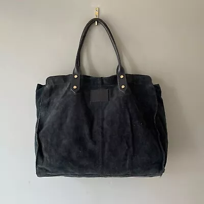 Jack Wills Underarm Shoulder Bag Handbag Blue Suede Leather Side Slouchy Medium • £19.99