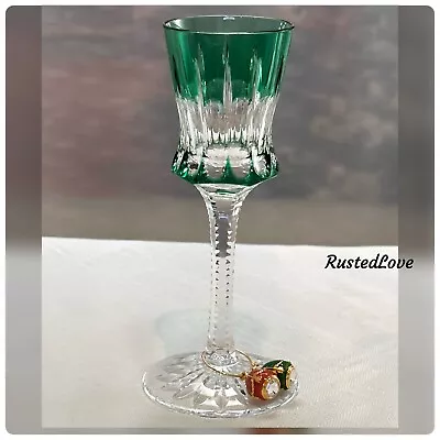 Faberge Green Cordial Na Zdorovye Blown Cut To Clear & 2 Faberge Egg Wine Charms • $232