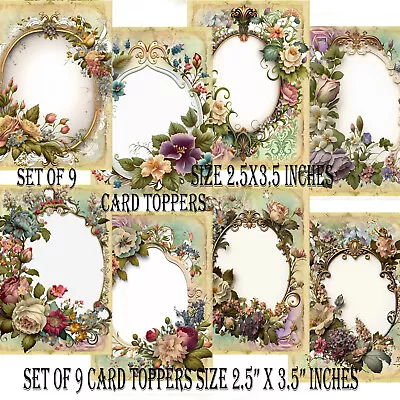 Card Topper Victorian Flower Frames Set Of 9 Cardmaking Scrapbooking  Ref2 • £2.99