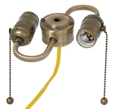 $54 • Buy 2-Light S-Type Wired Lamp Cluster W/Pull-Chain Lamp Sockets, Antique Finish 419A