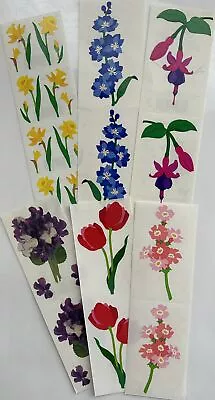 Mrs. Grossman's Stickers Pretty Lot Of Vintage Flowers 6 Strips Rare/ HTF • $12.50