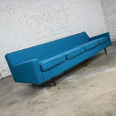 Mid-Century Modern Turquoise Lawson 4 Cushion Sofa Attr Milo Baughman James Inc. • $3995