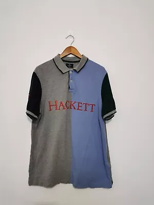 Hackett Split Polo Shirt XXL Blue Grey • £15