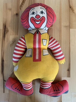$49.99 • Buy VTG 1970's RONALD McDONALD Plush Doll Clown Pillow Black Zip Tab Top Ring