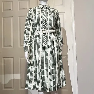 Vintage 1970s Lanvin Shirt Dress Shift Silk Logo Signature Hip Hop Medium Womens • $359.99