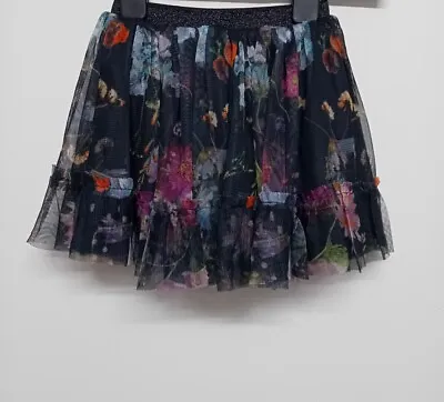 Next Baby Girls Floral Tutu Skirt Black Netting Age 6-9 Months RRP £17 • £16