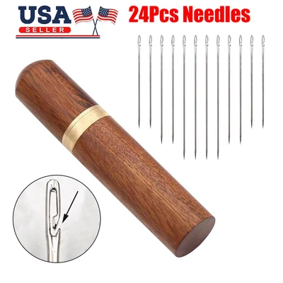 $6.96 • Buy Stainless Steel Self-threading 24Pcs Needles Opening Sewing Darning Needles