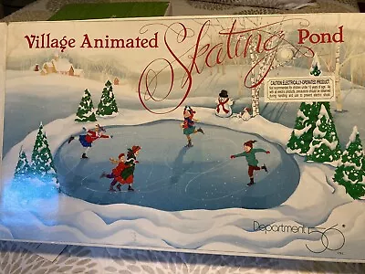 Dept 56 Christmas Village Animated Ice Skating Pond In Original Box WORKS WELL! • $80.50