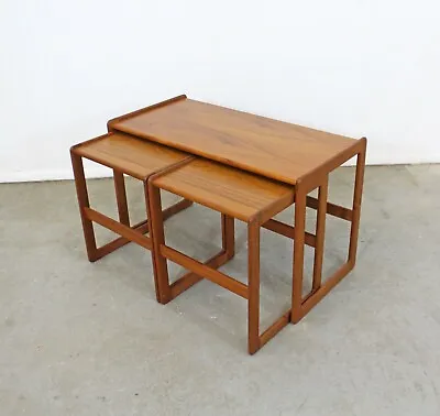 Set Of 3 Mid-Century Danish Modern Arne Hovmand Mogens Kold Teak Nesting Tables • $1495