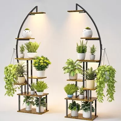 Plant Stand With Grow Light 7 Tiered Metal Holder Display Shelf Storage Rack • $139.48